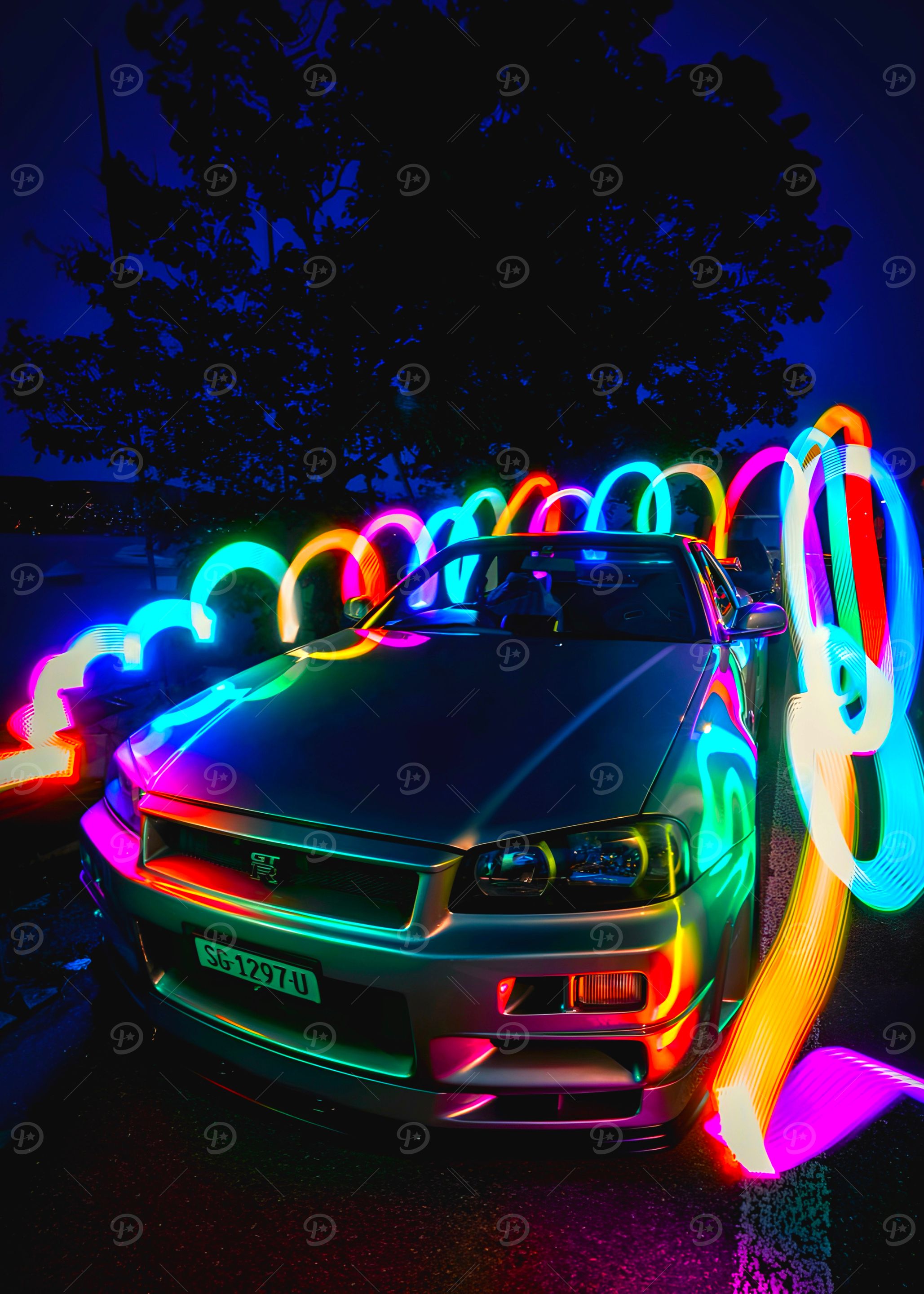 Neon Car Night