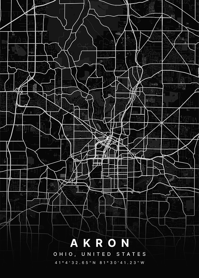 Akron Ohio City Map