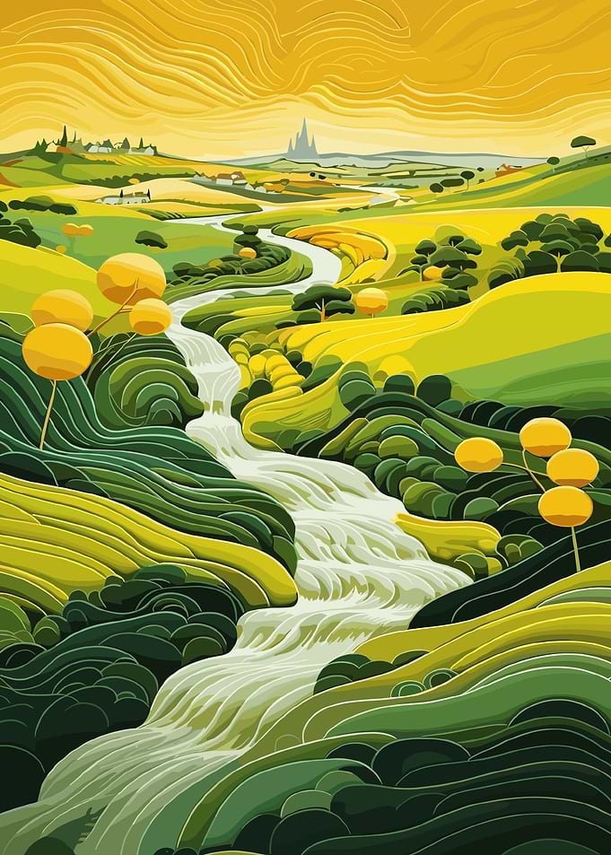 River Through Green Hills