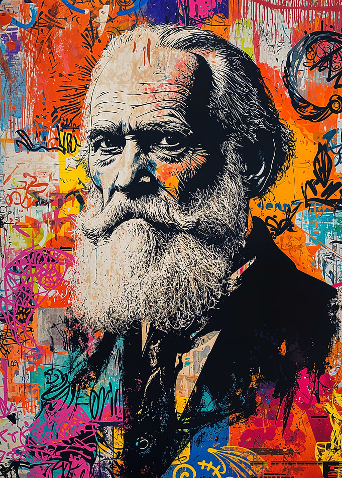Charles Darwin Graffiti Portrait