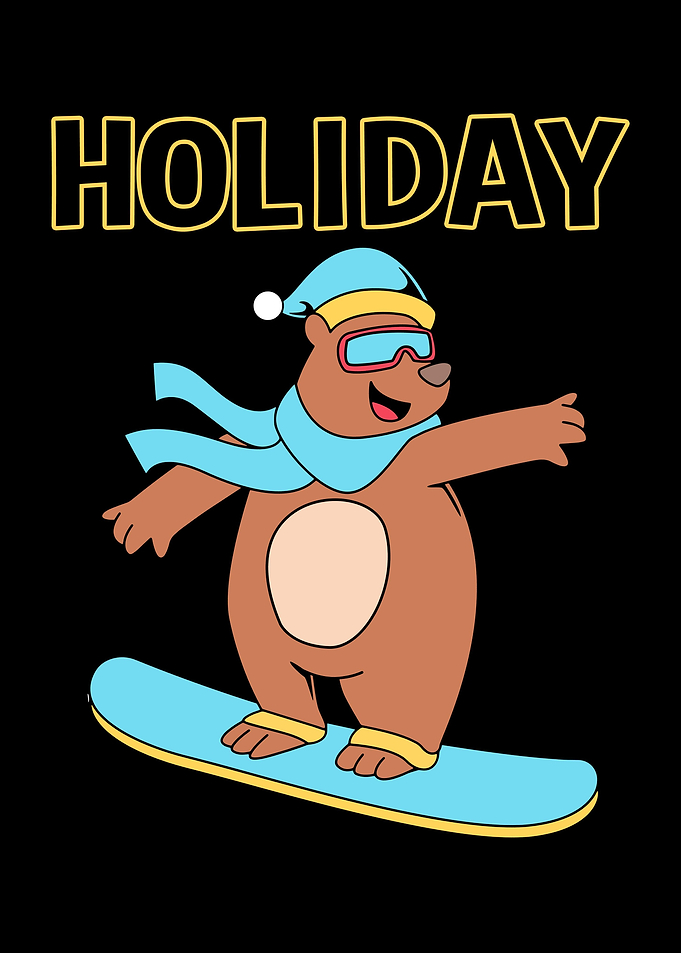 Snowboarding Bear Holiday