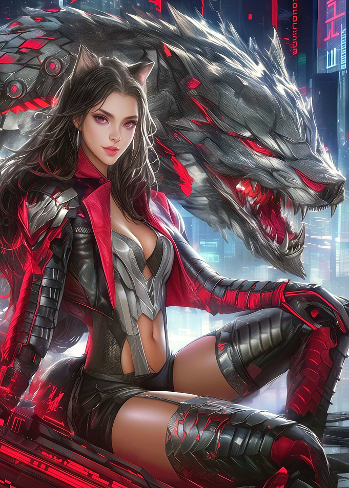 Cyberpunk Wolf Girl