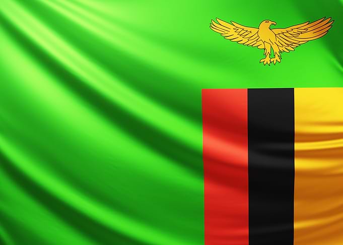 Zambian Flag, Realistic flag of Zambia