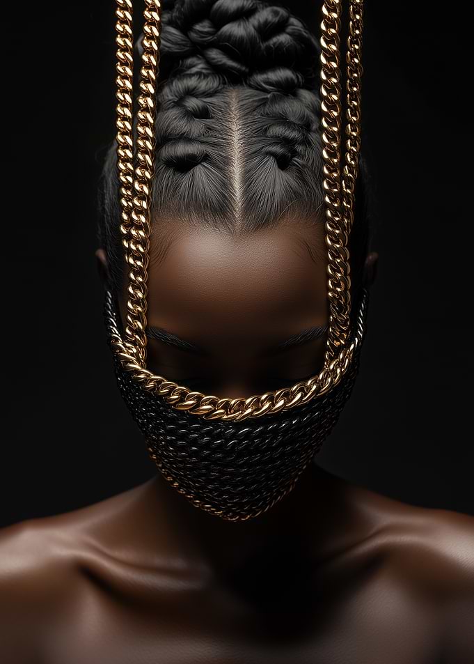 Black and Gold Chain Mask