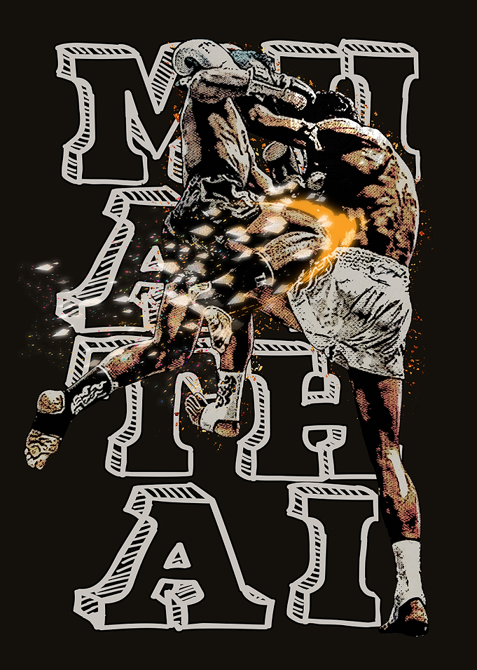 Muay Thai Fighters Muaythai Fighting Illustration