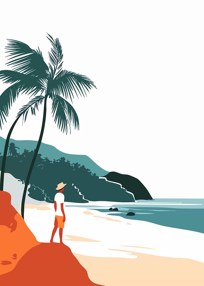 Minimalist Tropical Beach Scene