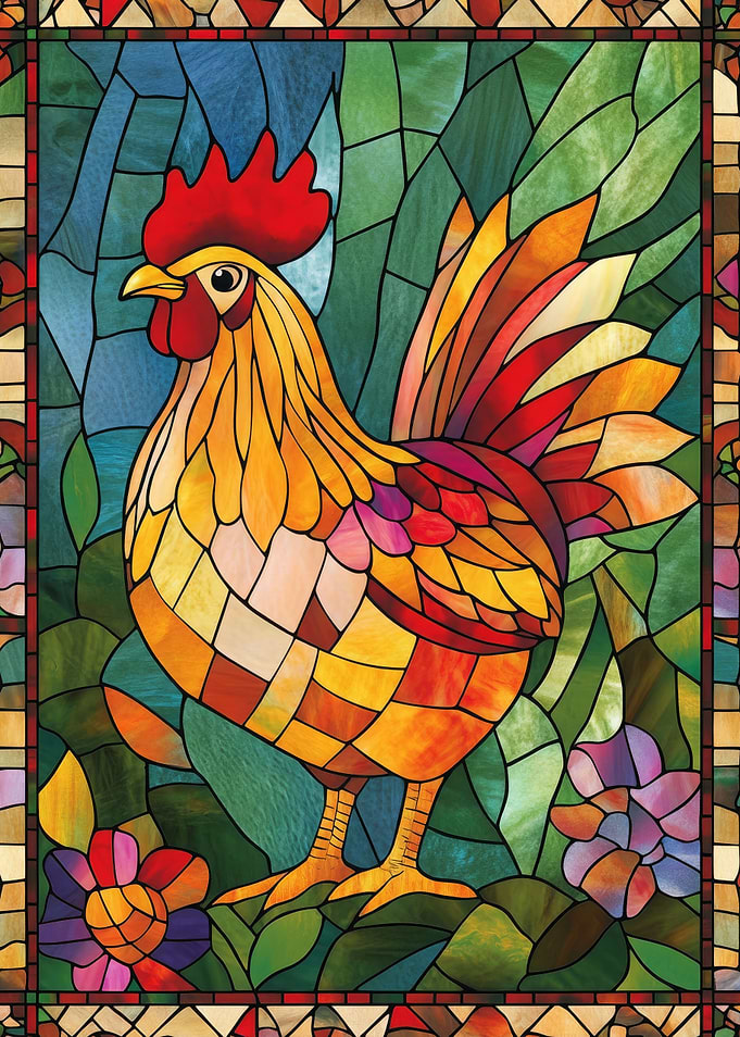 Stained Glass Rooster
