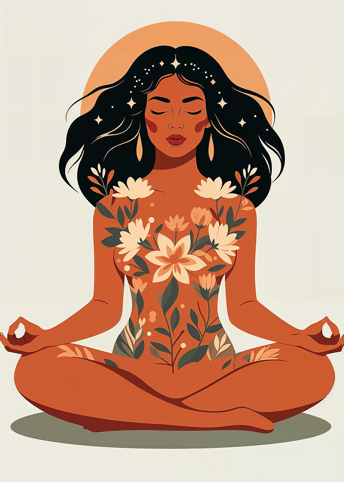 Woman in Floral Meditation