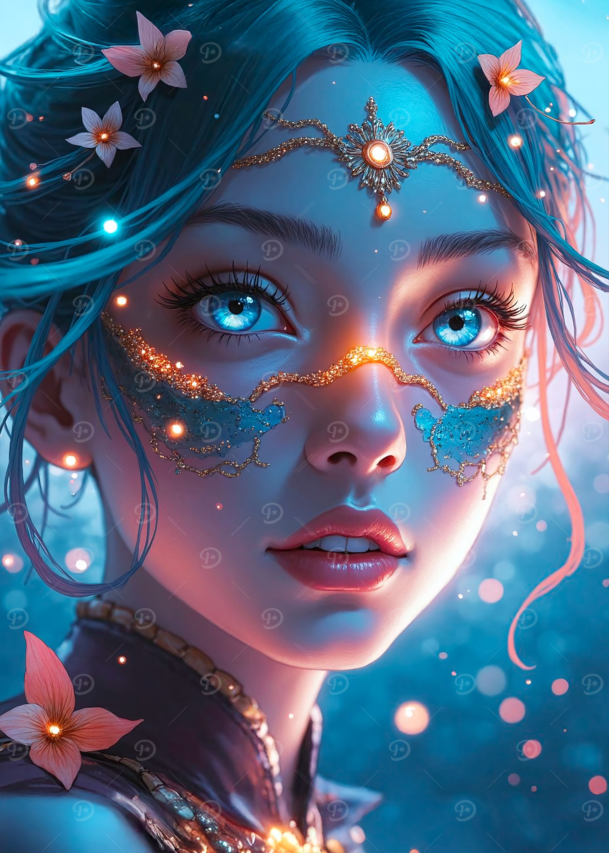 Mystical Blue-Eyed Woman