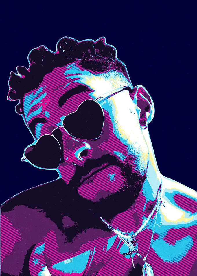 Bad Bunny Pop Art 80s