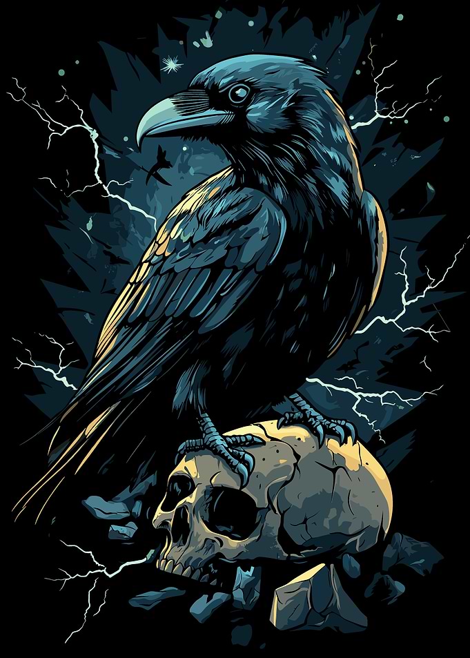 Raven on Skull