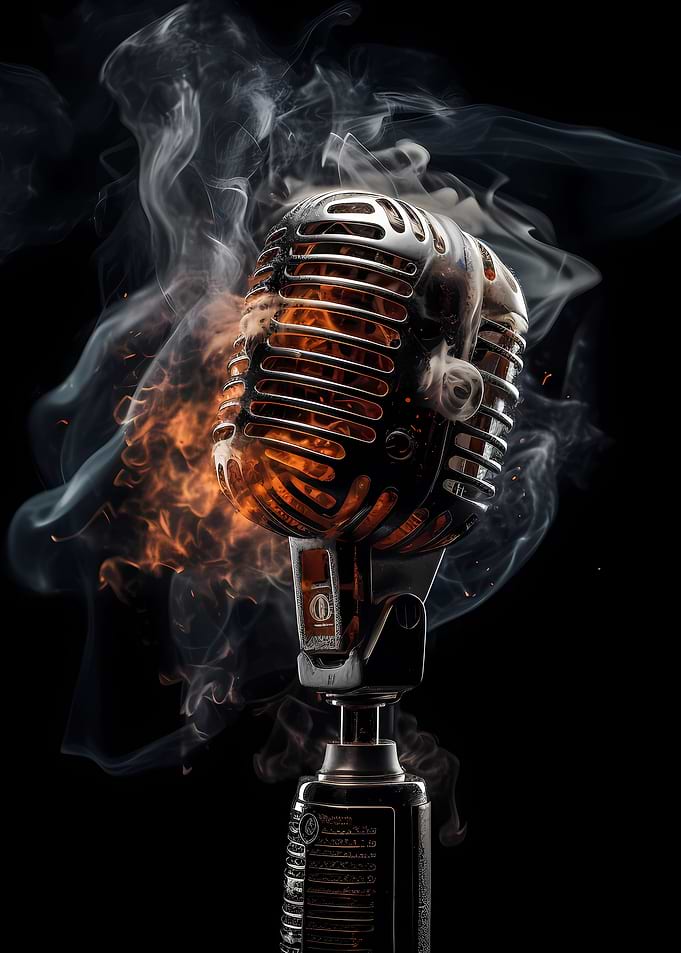 Spoken Words Burning Microphone