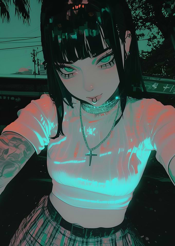Anime Girl with Green Eyes