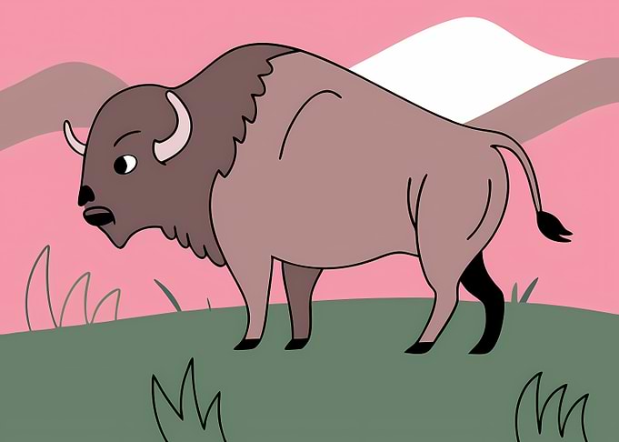 Cartoon Bison Illustration