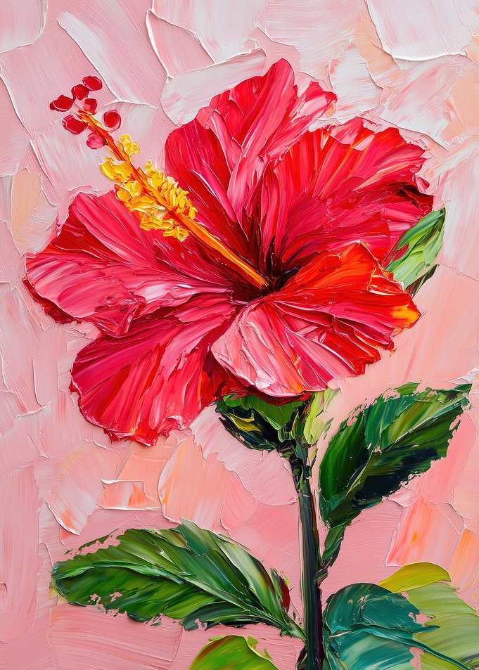 Red Hibiscus Flower Painting