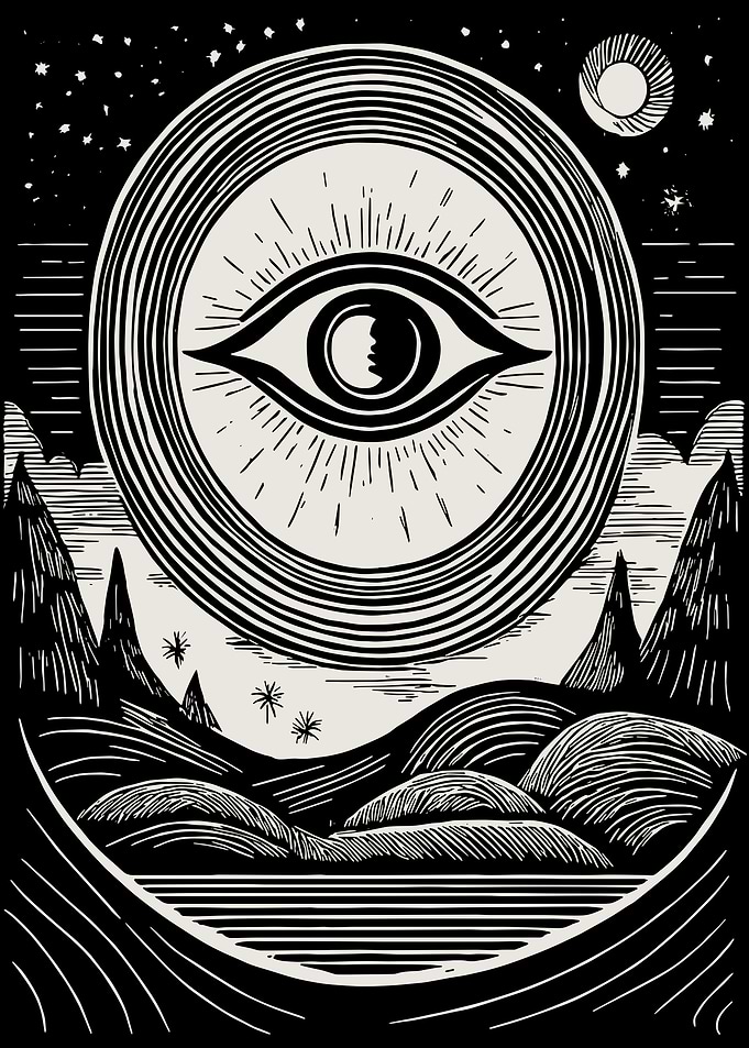 Mystical All-Seeing Eye in a Cosmic Landscape