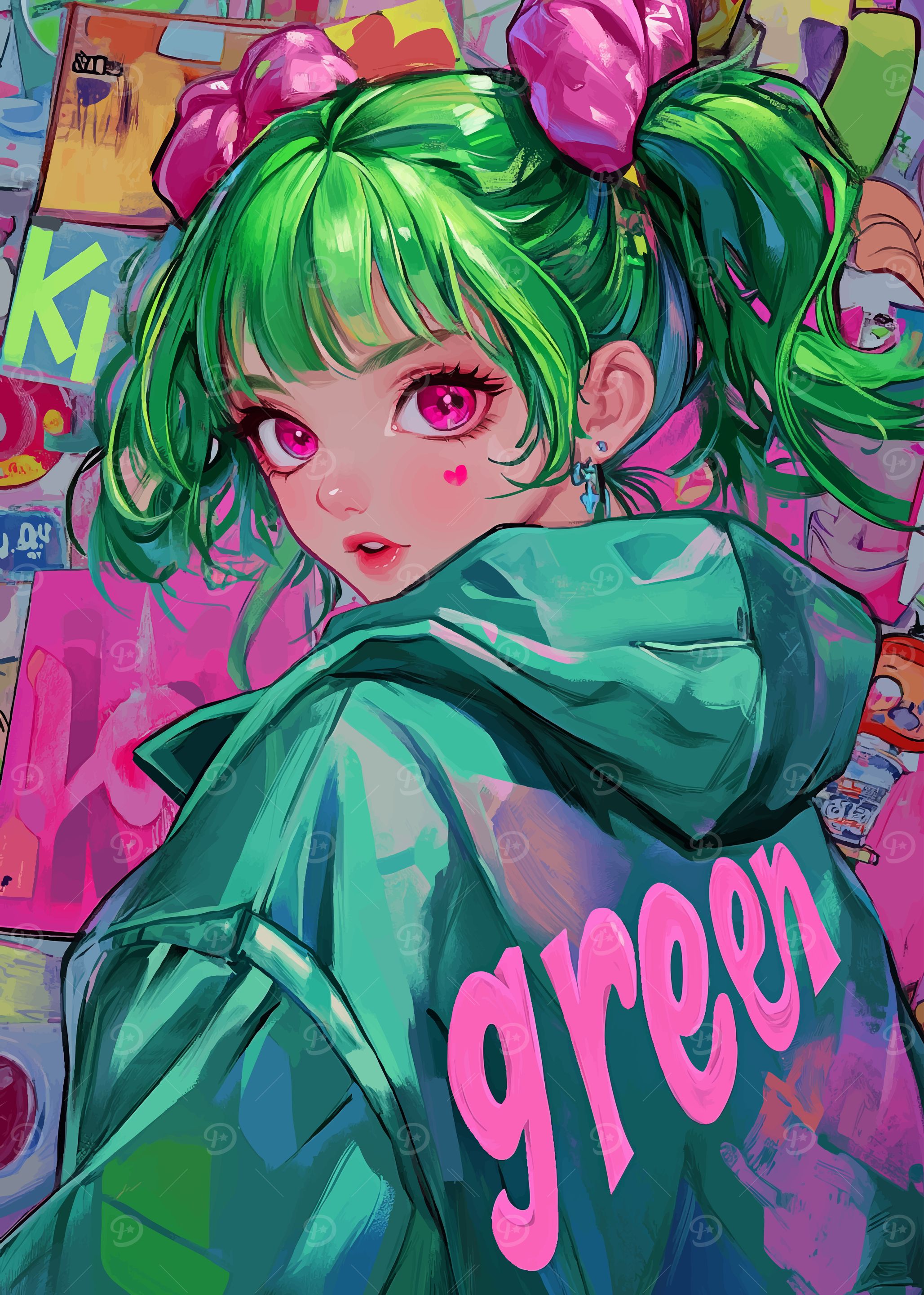 Green Hair Anime Girl