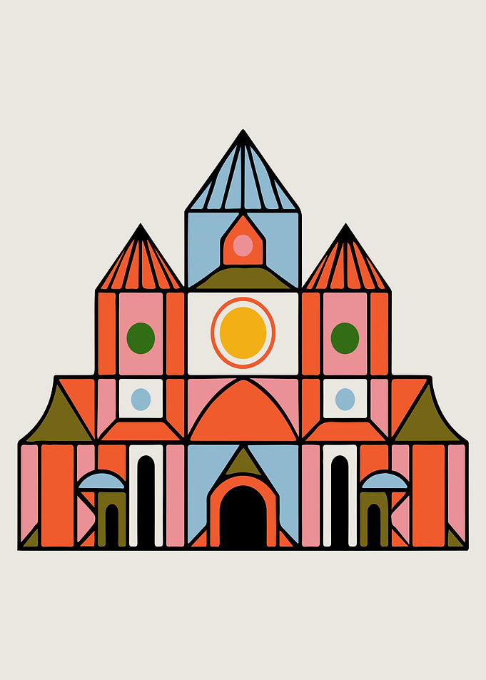 Colorful Geometric Castle Illustration