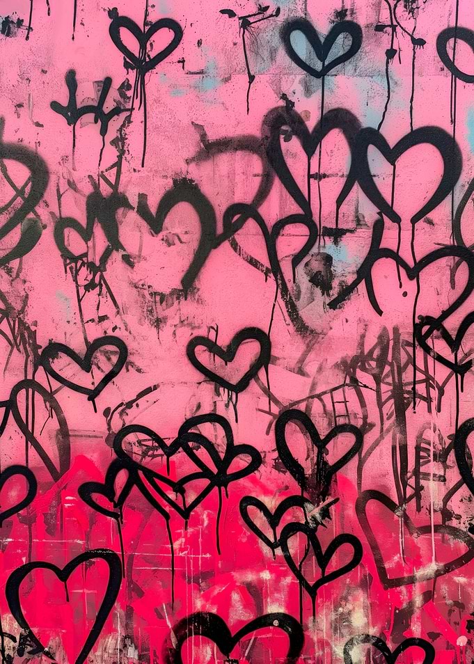 Pink Graffiti Hearts