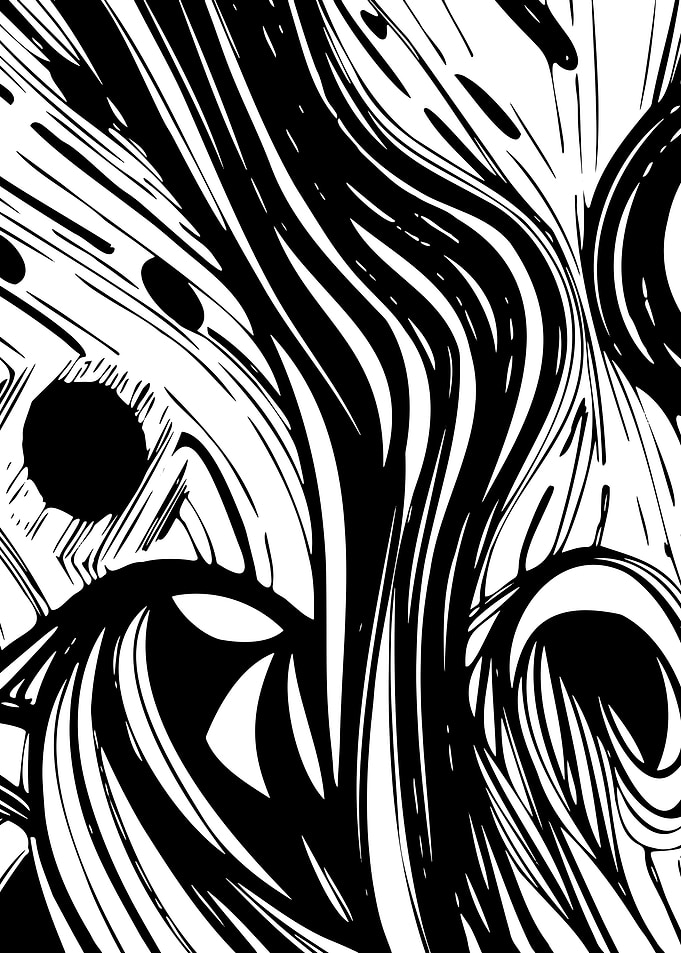 Fluid Of Life - Abstract Black and White Art