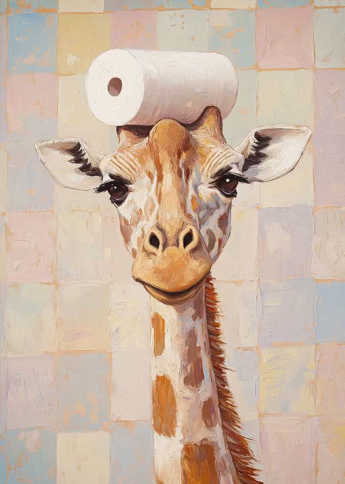 Giraffe with Toilet Paper