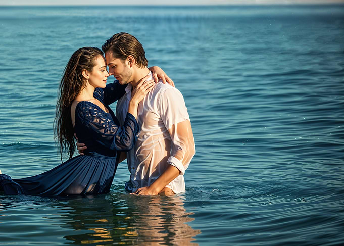 Romantic Couple in the Ocean