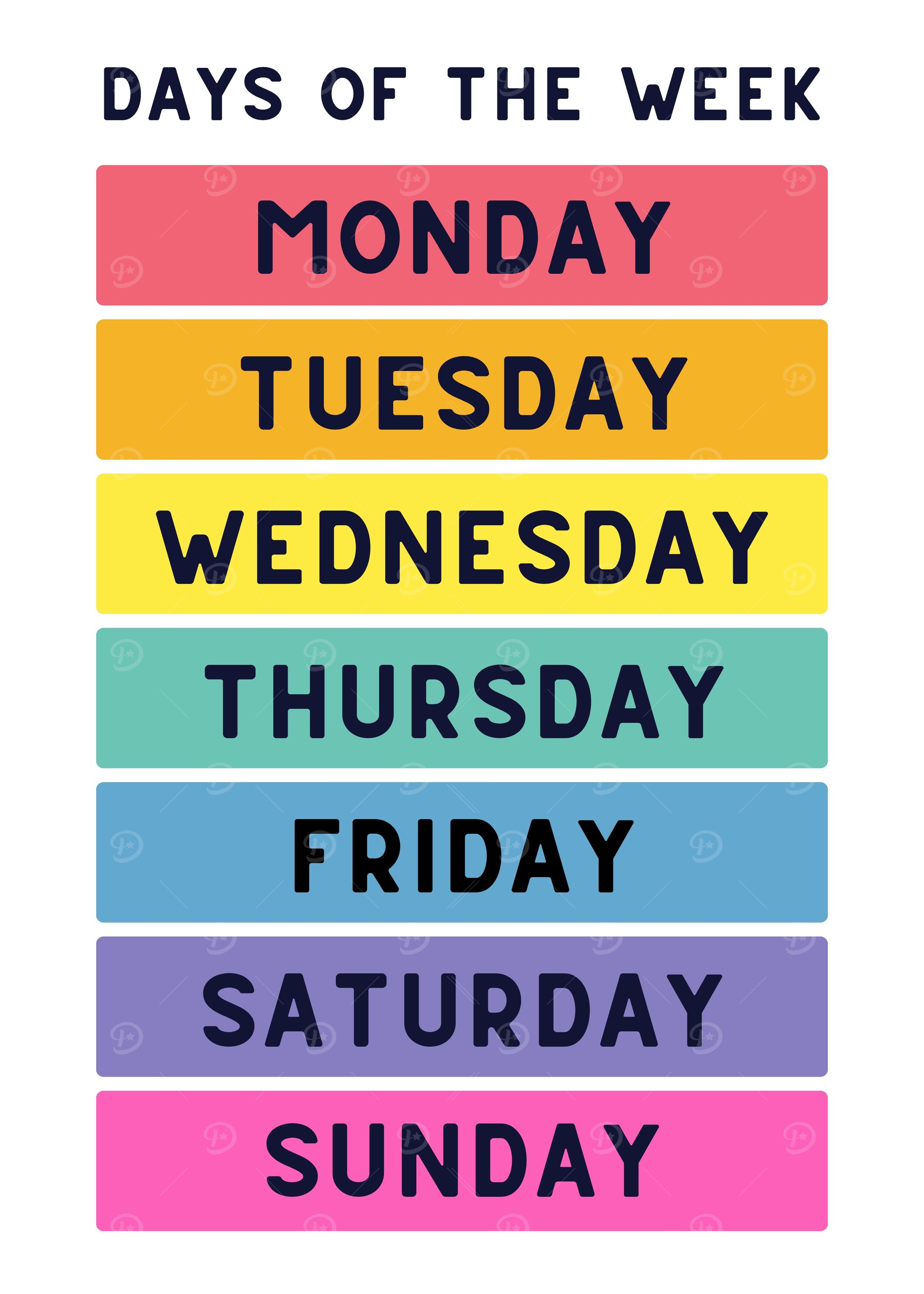 Days of the Week Chart