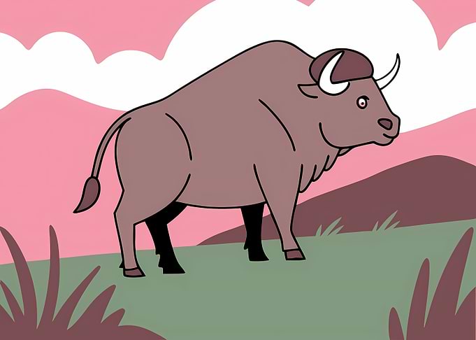 Cartoon Bison Illustration