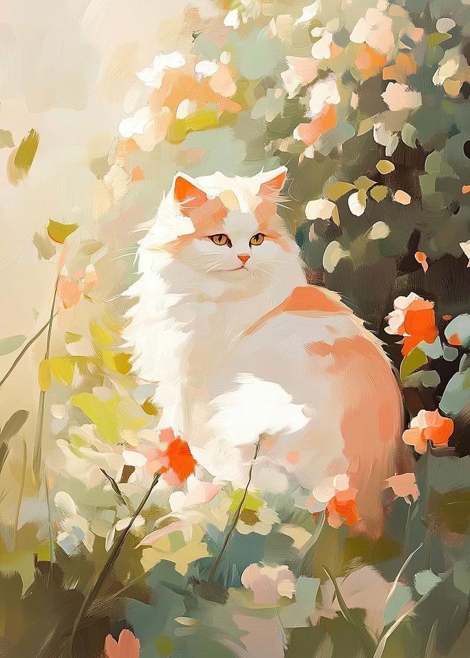 Floral Cat Painting