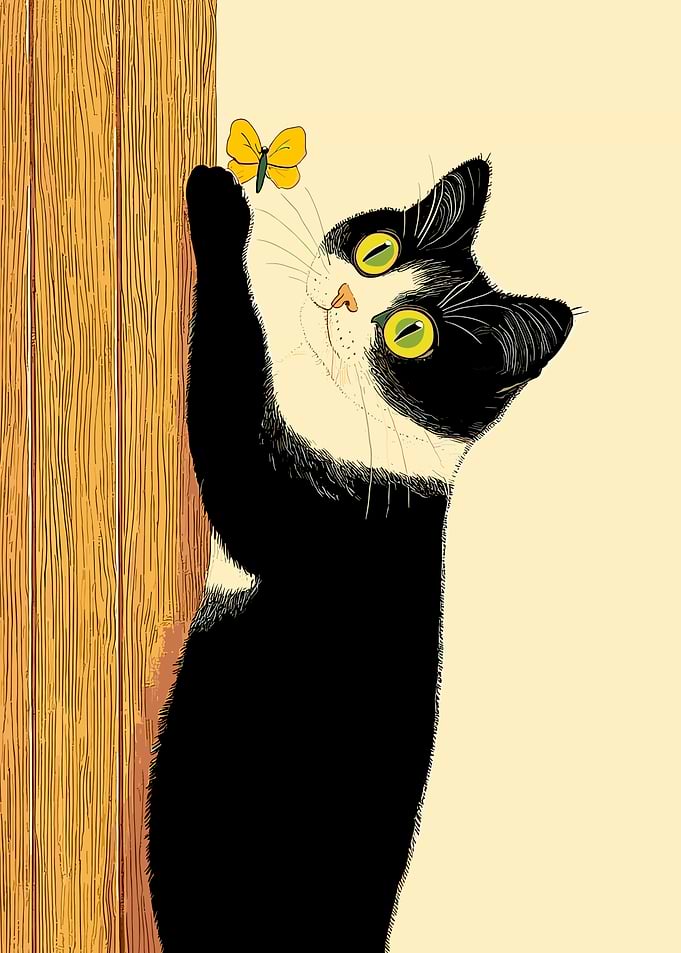Curious Cat and Butterfly