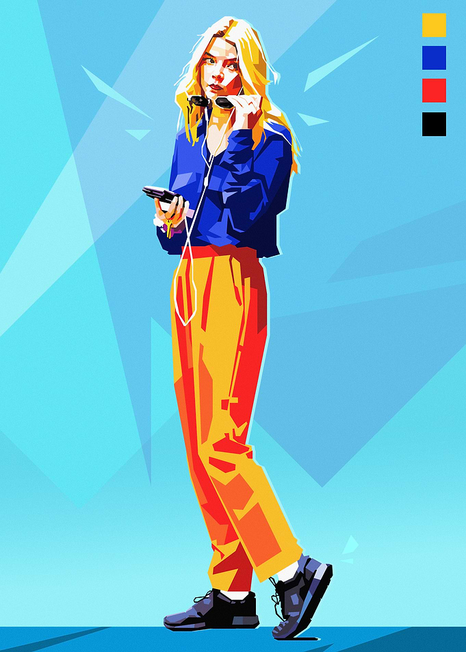 Woman in Blue and Yellow