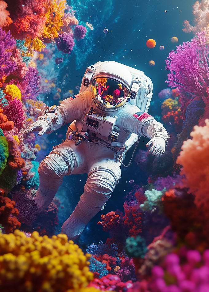 Astronaut in Coral Reef