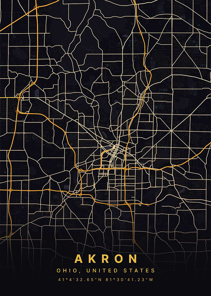 Akron Ohio USA City Map