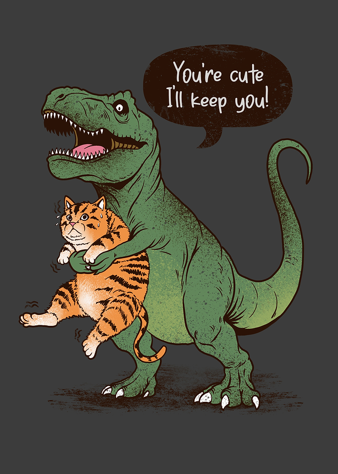 T-Rex Holding a Cute Cat