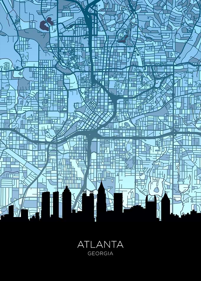 Atlanta Georgia Skyline Map