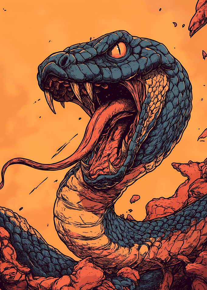 Raging Snake Illustration