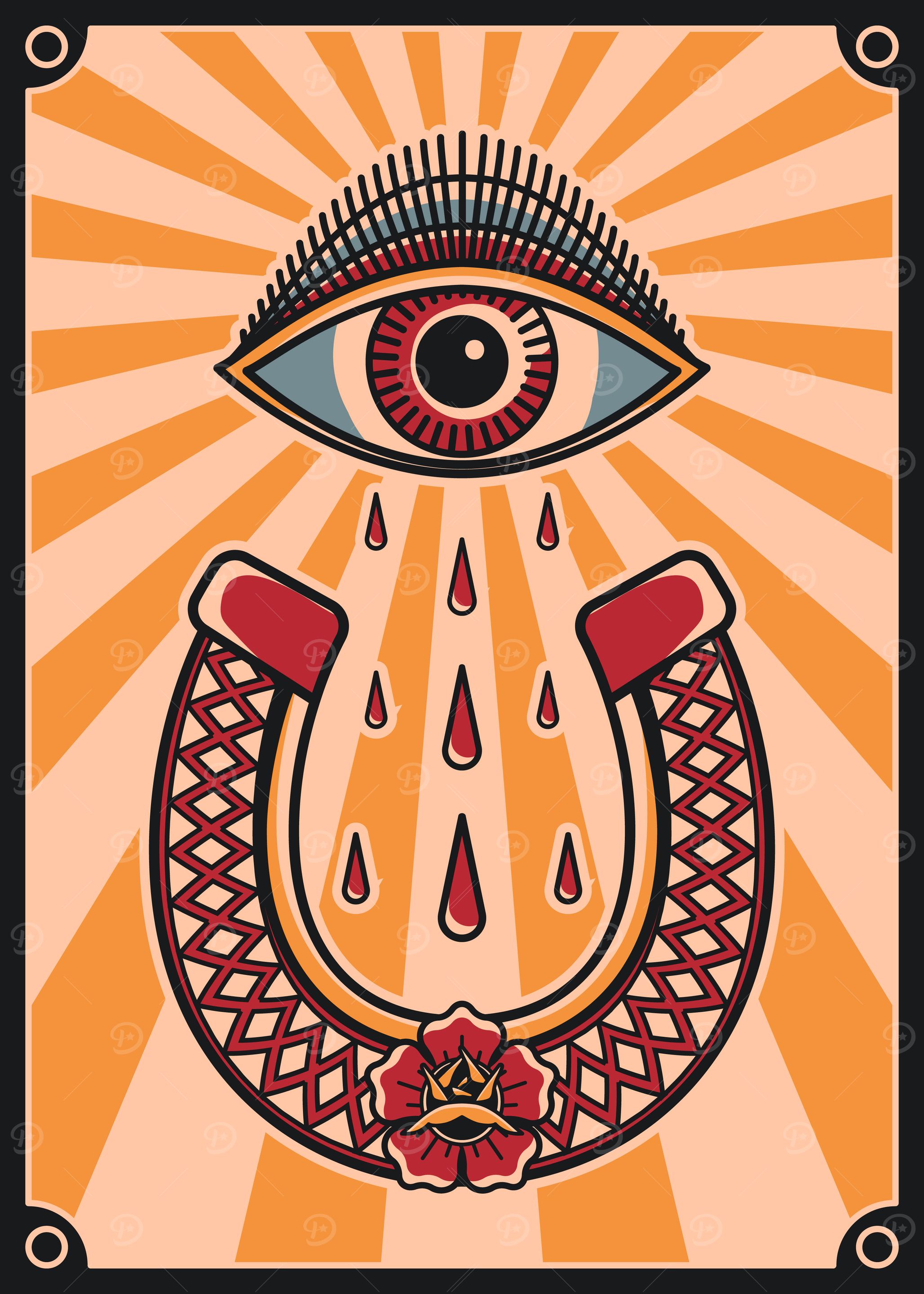 Horseshoe & eye vintage design