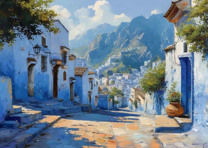 Blue Morroco City Street