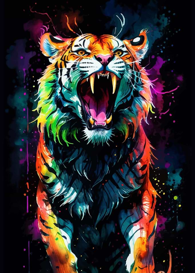 Neon Watercolor Tiger