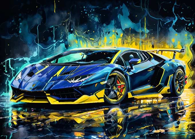 Blue Lamborghini Centenario Watercolor