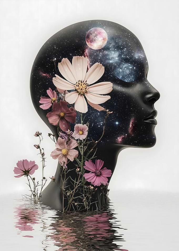 Cosmos Head with Moon