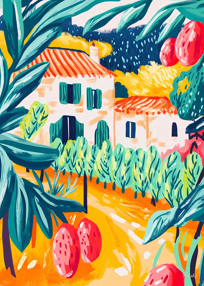 Fauvist Mediterranean Villa and Olive Grove