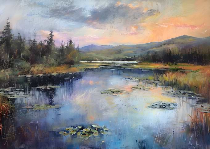 Peaceful Lake Pastel Sunset
