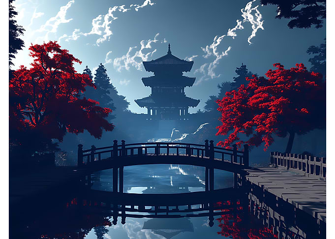 Japanese Garden with Pagoda