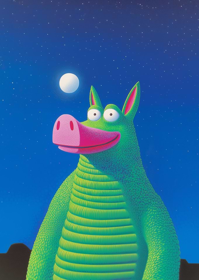 Green Creature Under Stars