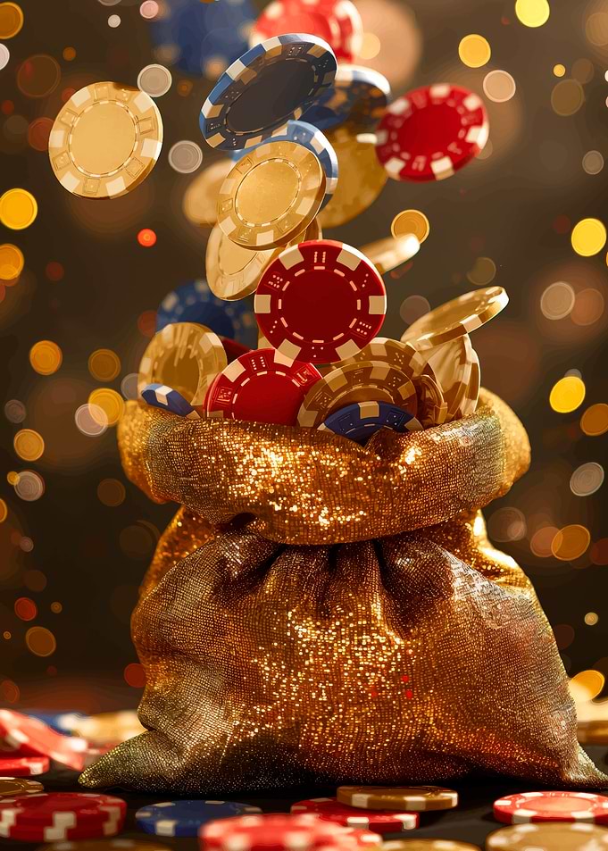 Golden Bag of Casino Chips