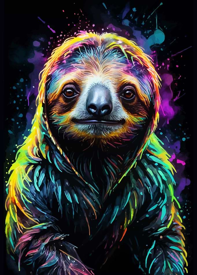 Neon Sloth Art