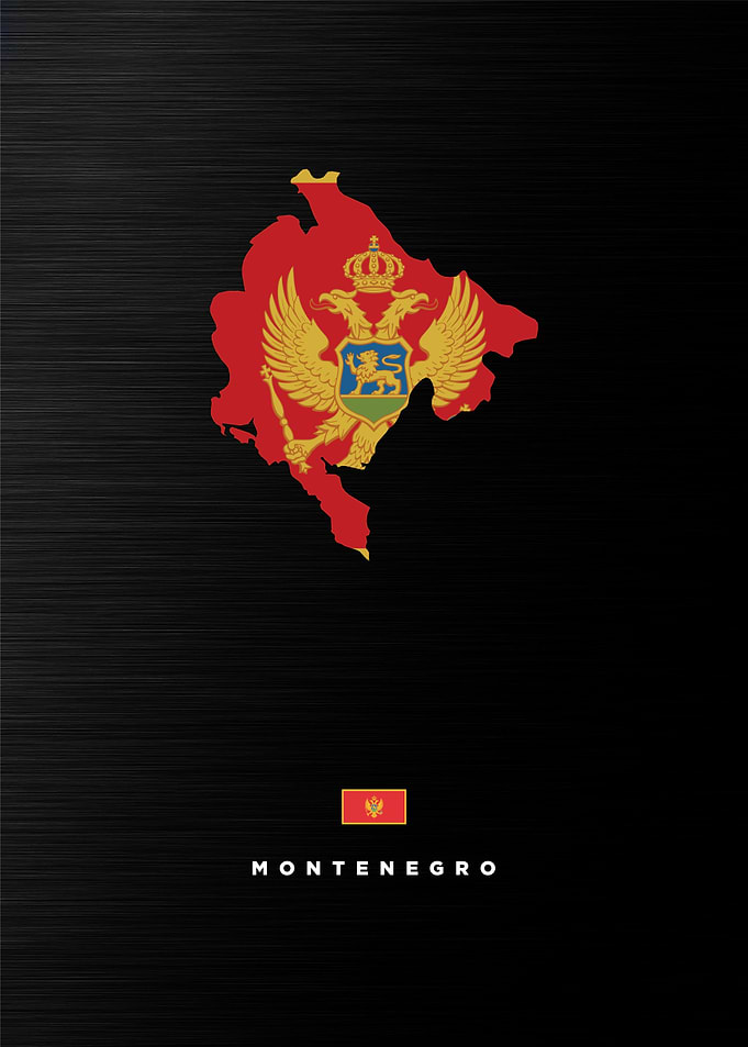 Montenegro Map with Flag