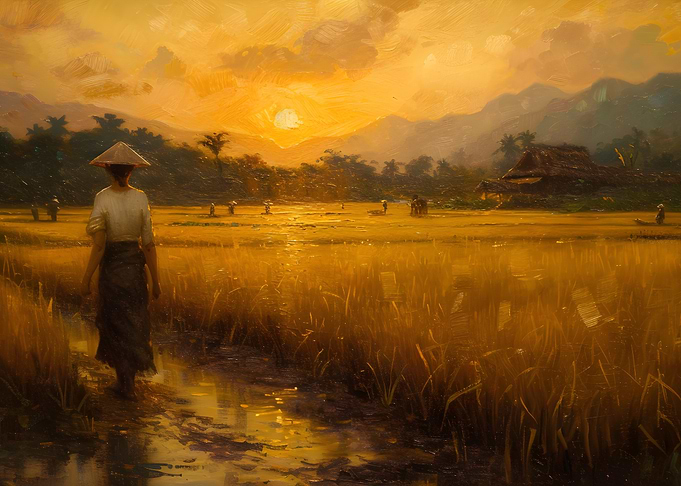 Sunset Rice Paddy
