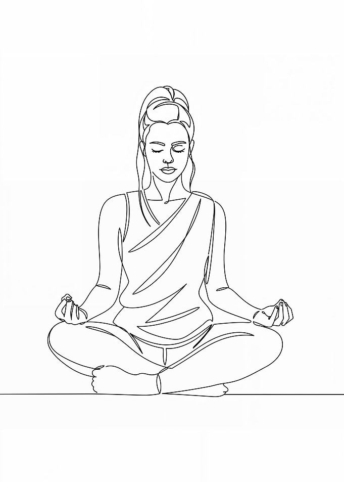 One Line Yoga Woman